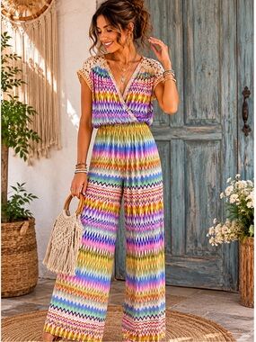 ESQUALO « Océan Wave » Jumpsuit in Blue and Pink. Size S (fits like M).NWT $60